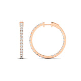 Earrings 14K Gold Diamond Inside-Outside Hoop Earrings in three sizes, Lab Grown