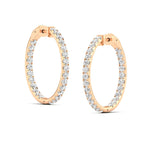 Earrings 14K Gold Diamond Inside-Outside Hoop Earrings in three sizes, Lab Grown