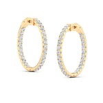 Earrings 14K Gold Diamond Inside-Outside Hoop Earrings in three sizes, Lab Grown