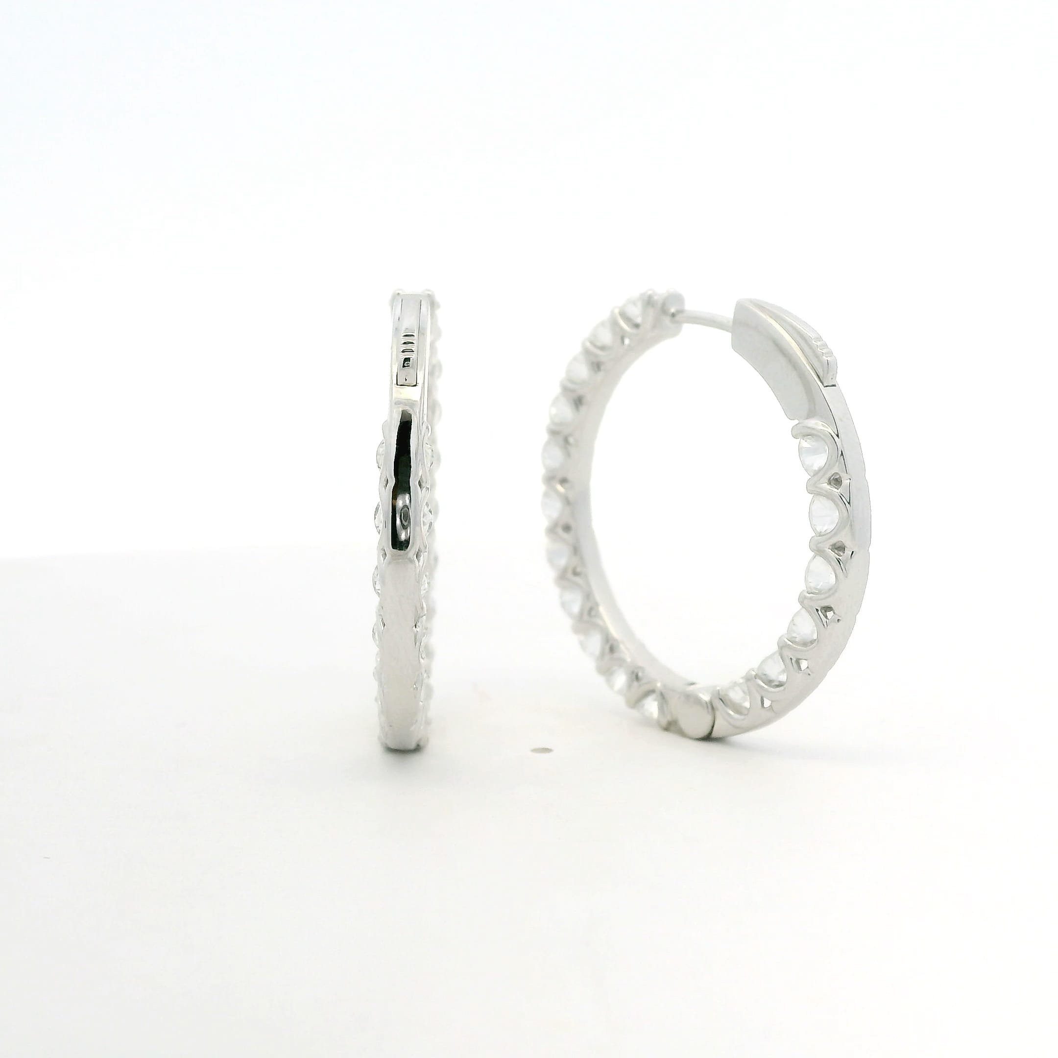 Earrings 14K Gold Diamond Inside-Outside Hoop Earrings, XLarge, Lab Grown