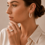 Earrings 14K Gold Diamond Inside-Outside Hoop Earrings, XLarge, Lab Grown