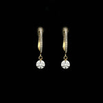 Earrings 14K Gold Invisible Set Laser Drilled  Drop Single Diamond Huggie Hoops Earrings, Lab Grown