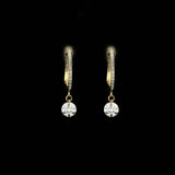 Earrings 14K Gold Invisible Set Laser Drilled  Drop Single Diamond Huggie Hoops Earrings, Lab Grown