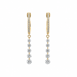 Earrings 14K Gold Invisible Set Laser Drilled Graduated Drop Round Diamond Huggie Hoops Earrings, Lab Grown