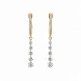 Earrings 14K Gold Invisible Set Laser Drilled Graduated Drop Round Diamond Huggie Hoops Earrings, Lab Grown
