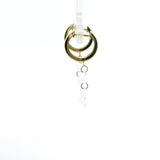 Earrings 14K Gold Invisible Set Laser Drilled Round and Pear Drop Diamond Earrings, Lab Grown