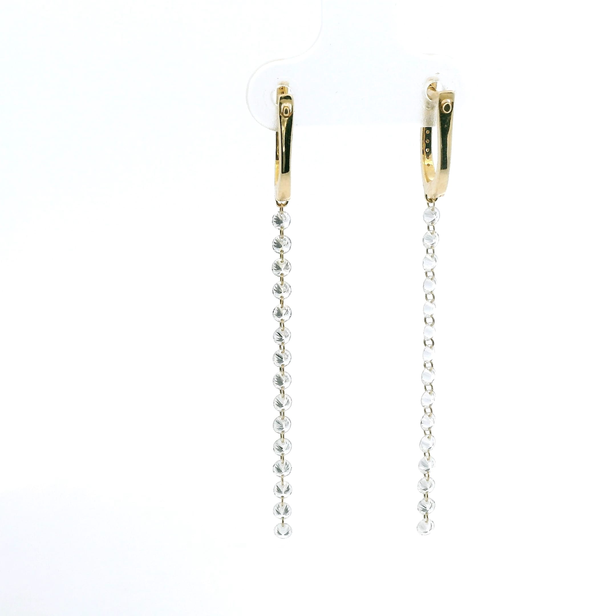 Earrings 14K Gold Invisible Set Laser Drilled Round Drop Diamond Earrings, Lab Grown, 1.45 cts