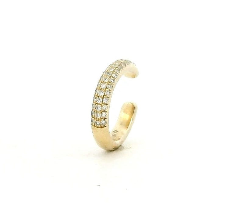 Earrings 14K Gold Mini Pave Diamond Cuff Hoop Earring