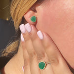 Earrings 14K Gold Organic Emerald and Diamond Stud Earrings