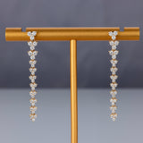 Earrings 14K Gold Round Diamond Drop Earrings, Graduated