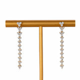 Earrings 14K Gold Round Diamond Drop Earrings, Graduated