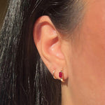 Earrings 14K Gold Ruby Huggie Hoops Earrings