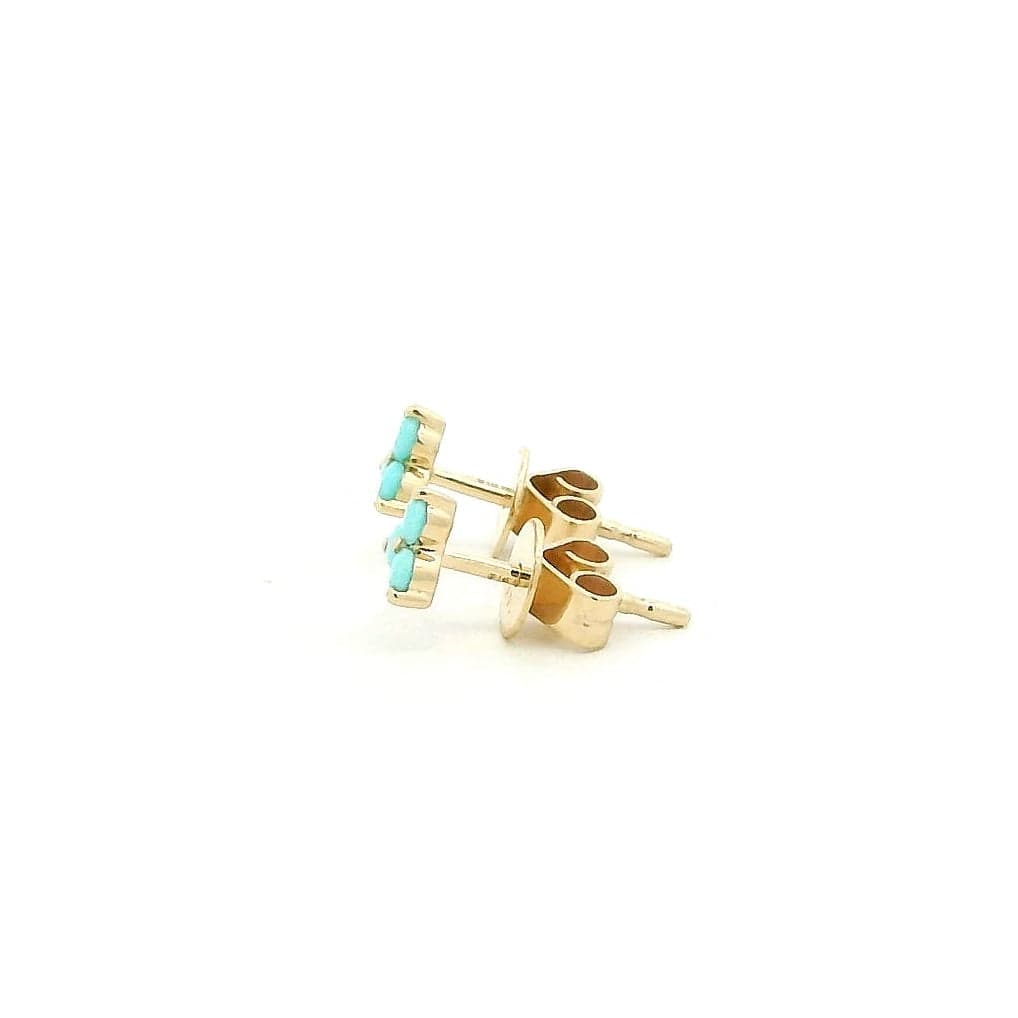 Earrings 14K Gold Trio Turquoise Stud Earrings