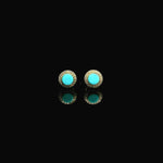 Earrings 14K Gold Turquoise and Diamond Stud Earrings,