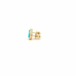 Earrings 14K Gold Turquoise and Diamond Stud Earrings,