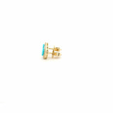 Earrings 14K Gold Turquoise and Diamond Stud Earrings,