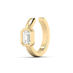 Earrings 14K or 18K Gold East West Emerald Cut Diamond Cuff Hoop Earring, lab grown