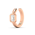 Earrings 14K or 18K Gold East West Emerald Cut Diamond Cuff Hoop Earring, lab grown