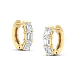 Earrings 14K or 18K Gold East West Emerald Cut Diamond Huggie Hoop Earrings, lab grown