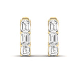 Earrings 14K or 18K Gold East West Emerald Cut Diamond Huggie Hoop Earrings, lab grown