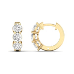 Earrings 14K or 18K Gold East West Round Diamond Huggie Hoop Earrings, lab grown