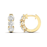 Earrings 14K or 18K Gold East West Round Diamond Huggie Hoop Earrings, lab grown