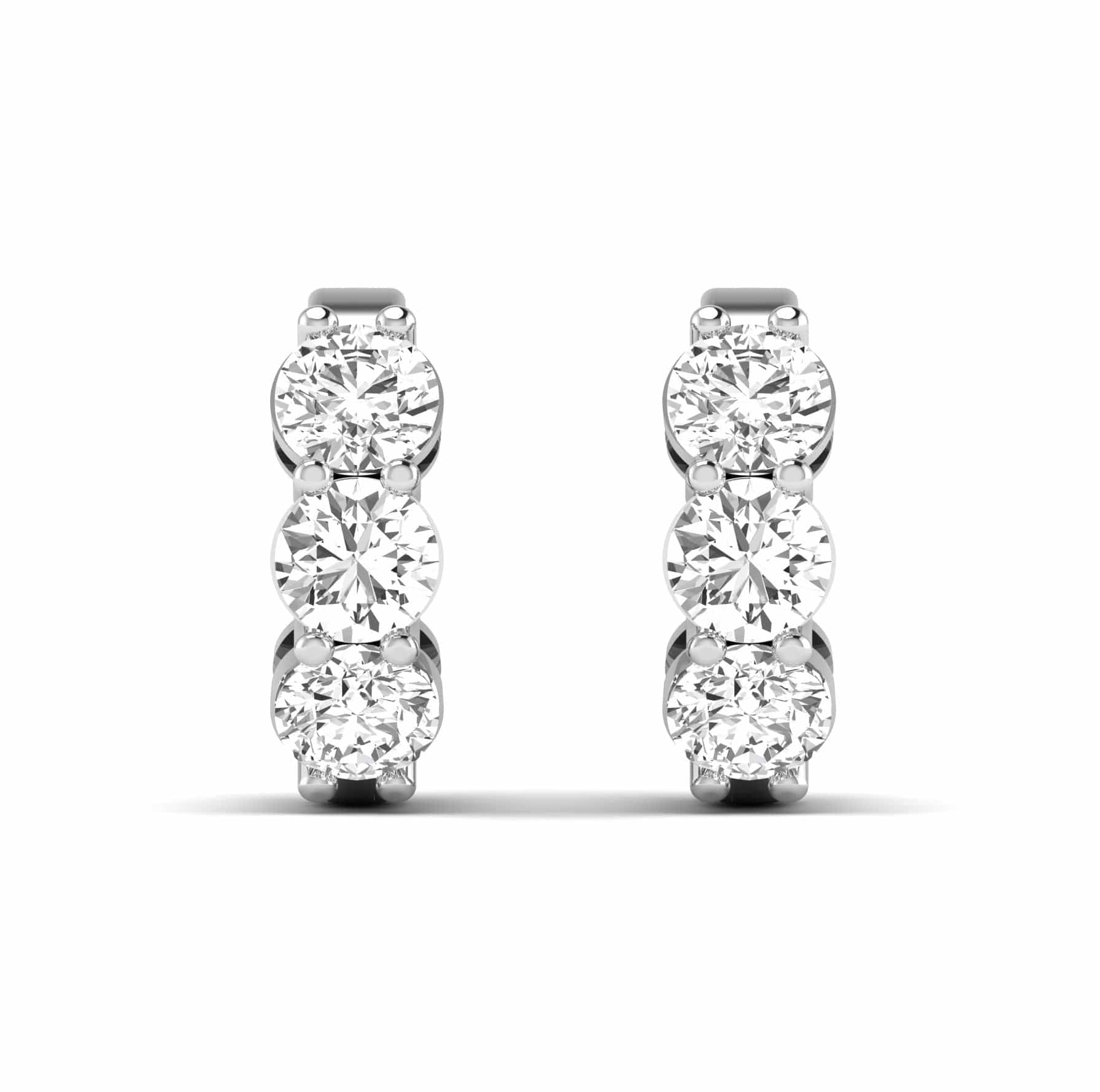 Earrings 14K or 18K Gold East West Round Diamond Huggie Hoop Earrings, lab grown