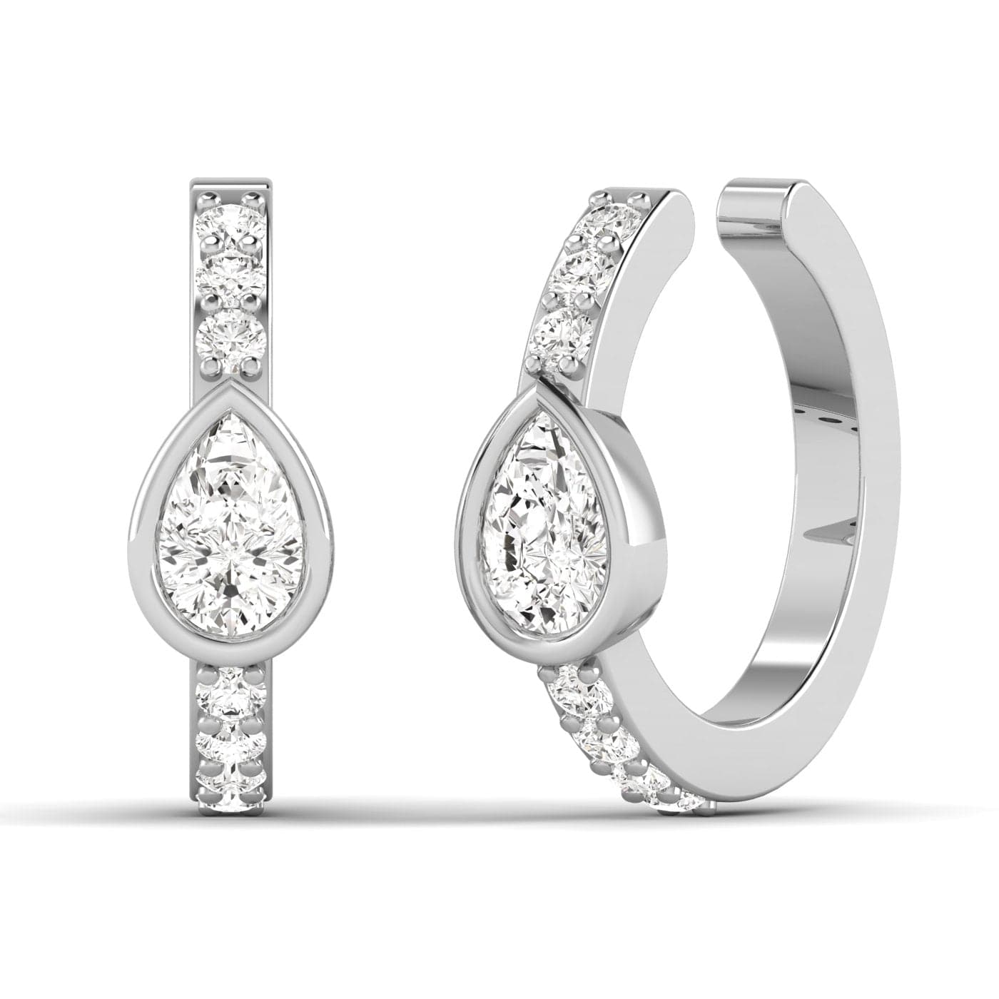 Earrings 14K or 18K Gold Pave Pear Diamond Cuff Earring