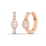 Earrings 14K or 18K Gold Pave Pear Diamond Cuff Earring