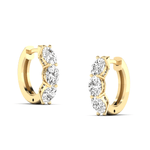Earrings 14K or 18K Gold Trio Oval Diamond Huggie Hoop Earrings, lab grown