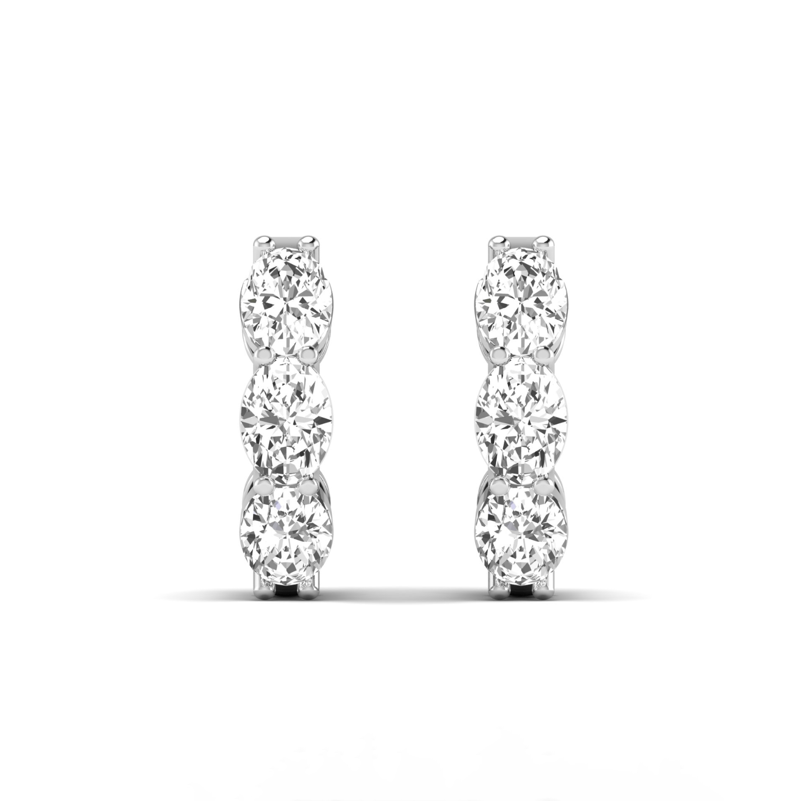 Earrings 14K or 18K Gold Trio Oval Diamond Huggie Hoop Earrings, lab grown