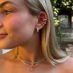 Earrings 14K or 18K Gold Two Hoop Pave Diamond Cuff Earring, lab grown