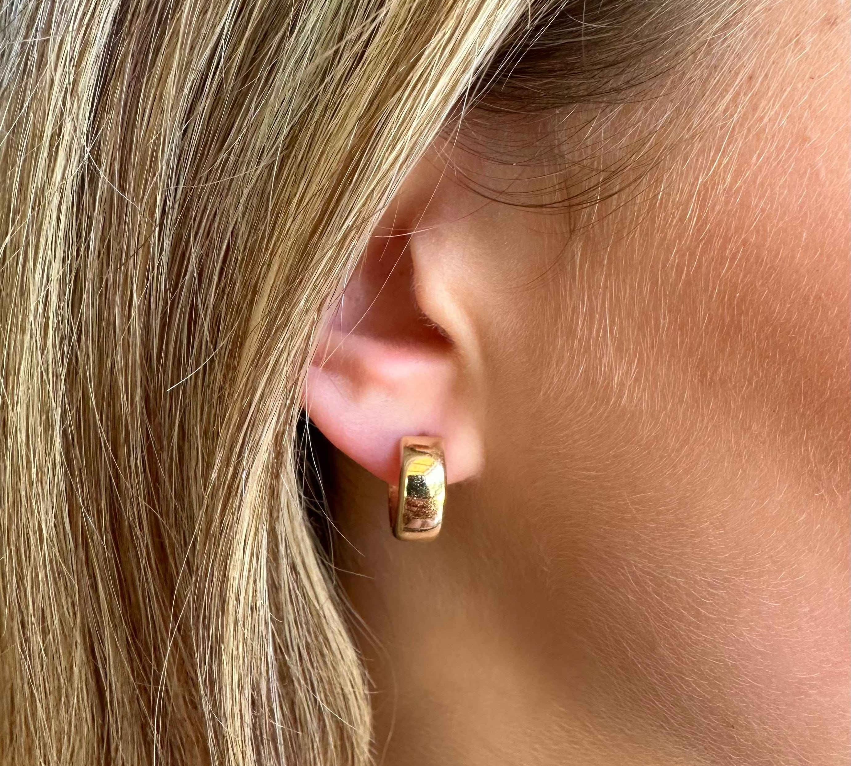 Earrings 14K Thick Gold Dome Hoop Earrings
