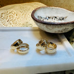 Earrings 14K Thick Gold Textured Dome Hoop Earrings