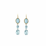 Earrings 18K Gold Aquamarine Triple Drop Dangle Earrings