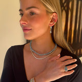 Earrings 18K Gold Aquamarine Triple Drop Dangle Earrings