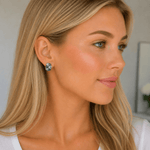 Earrings 18K Gold Cushion Cut Aquamarine and Halo Diamond Stud Earrings