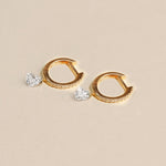 Earrings 18K Gold Drilled Heart Diamond Huggie Hoops Earrings