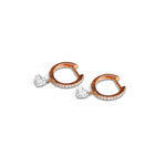 Earrings 18K Gold Drilled Heart Diamond Huggie Hoops Earrings