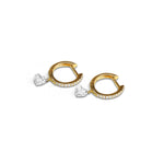 Earrings 18K Gold Drilled Heart Diamond Huggie Hoops Earrings