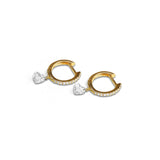 Earrings 18K Gold Drilled Heart Diamond Huggie Hoops Earrings