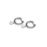 Earrings 18K Gold Drilled Heart Diamond Huggie Hoops Earrings