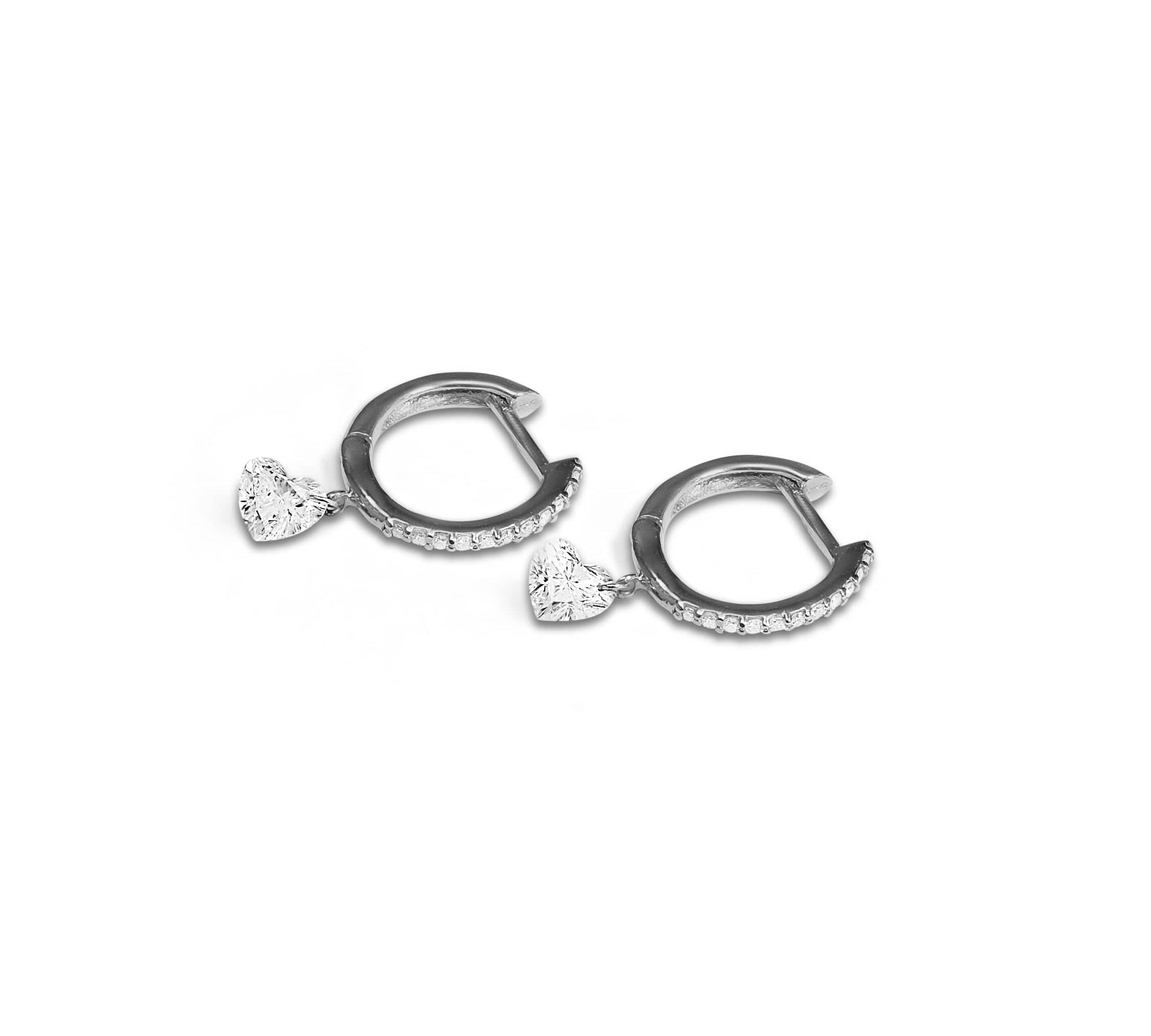 Earrings 18K Gold Drilled Heart Diamond Huggie Hoops Earrings