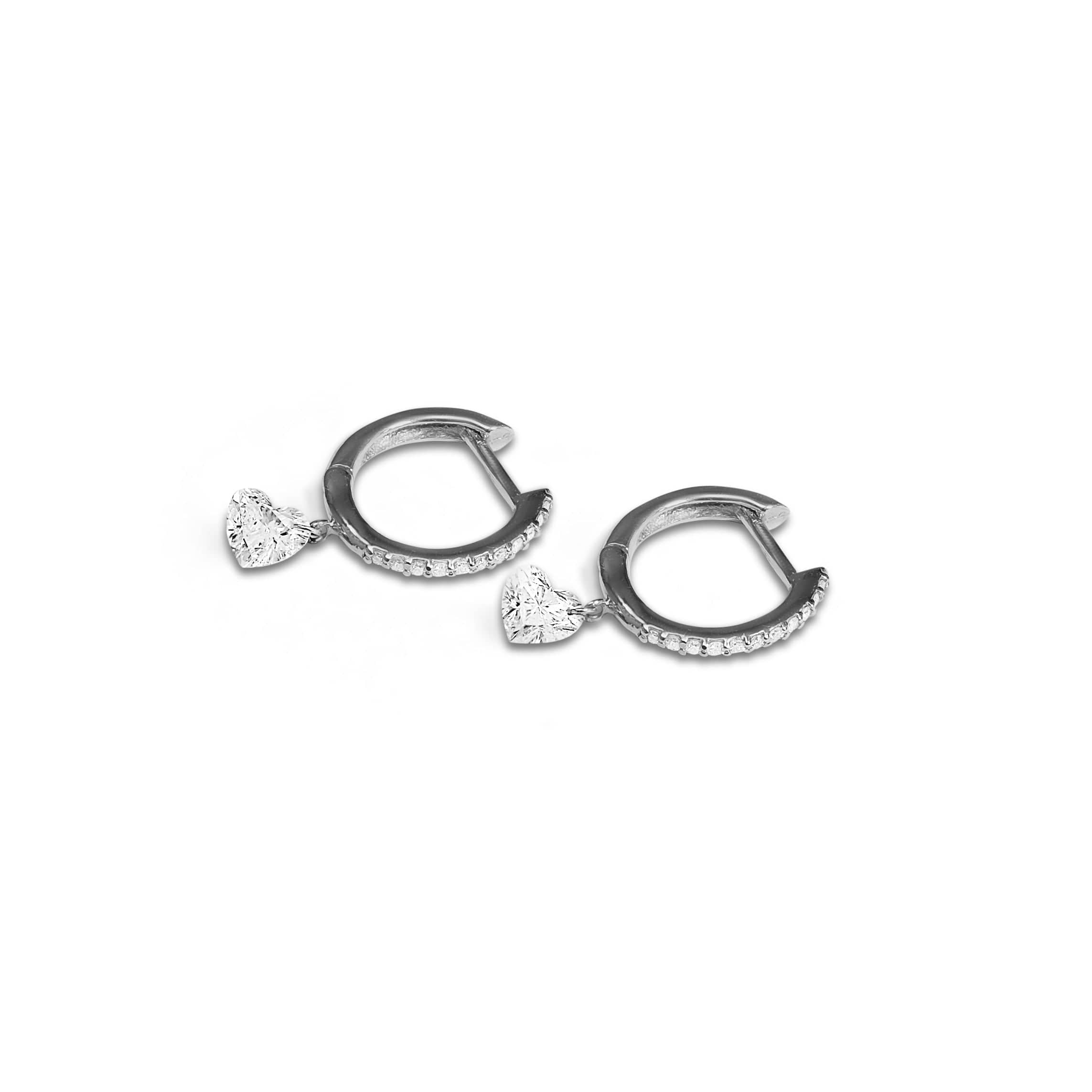 Earrings 18K Gold Drilled Heart Diamond Huggie Hoops Earrings