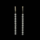 Earrings 18K Gold Invisible Set Laser Drilled Drop Round Diamond Huggie Hoops Earrings, Lab Grown