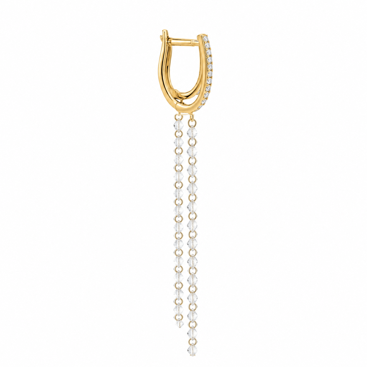 Earrings 18K Gold Invisible Set Laser Drilled Round Drop Diamond Earrings, Lab Grown, 1-2 cts
