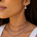 Earrings 18K Gold Pink Sapphire Halo Pave Diamond Dangle Huggie Hoop Earrings