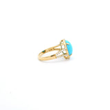 Earrings 18K Gold Turquoise and Pave Diamond Ring