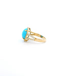 Earrings 18K Gold Turquoise and Pave Diamond Ring