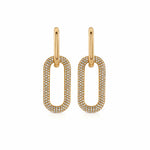 Earrings 2 Ring Paperclip and Pave Diamond Drop Earrings